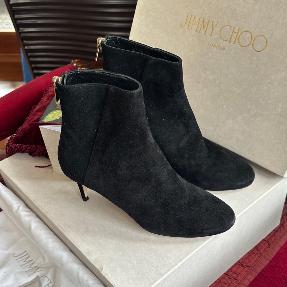 Jimmy Choo Elegant Suede Black Ankle Booties size 36